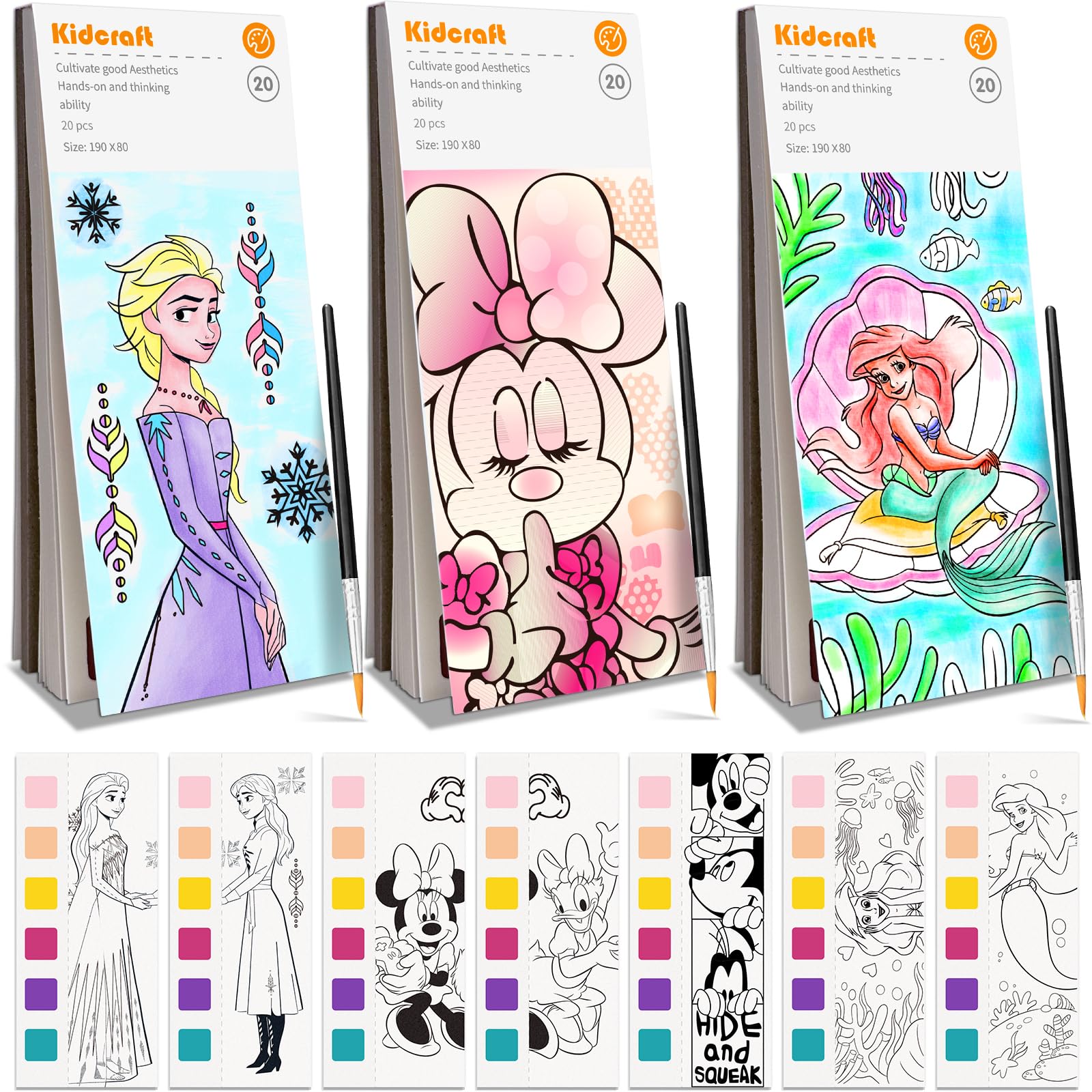 Photo 1 of Paint with Water Coloring Books for Kids - 3 Pack, Pocket Mess Free Watercolor Painting Kit, Water Color Paint Set Arts and Crafts Gift for Girls Ages 4 5 6 7 8+, Travel Activity Toy