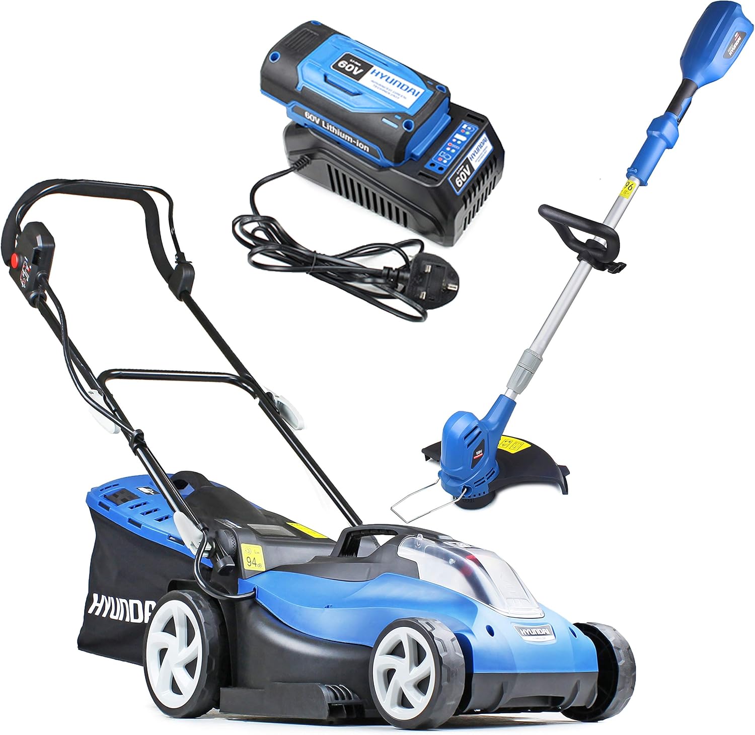 Hyundai Cordless Battery Powered Lawn Mower 38cm Cutting Width with 60V