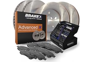 Brake X Replacement Brake Pads and Rotors Kit replacement for 2014-2017 Nissan Rogue | Advanced X Rotors and Alpha Ceramic Brake Pads [Front and Rear]