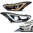 VLAND LED Front Lights Compatible with Hyundai Elantra 2012-2015& Elantra Coupe 2013 2014(Not for Hybrid) Need D2H/ D2S Bulbs(NOT Included) for High/Low Beam