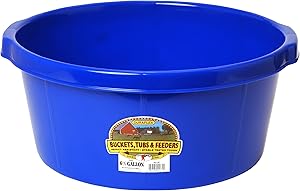 Little Giant Plastic All-Purpose Tub (Blue) Durable Plastic Livestock Feeding Pan with Hand Grips (6.5 Gallons) (Item No. P65BLUE)