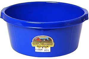 Little Giant® Plastic All-Purpose Tub | Plastic Pond Tub | Feed Tub | Durable Plastic Livestock Feeding Pan with Hand Grips | Made in USA | 6.5 Gallons | Blue