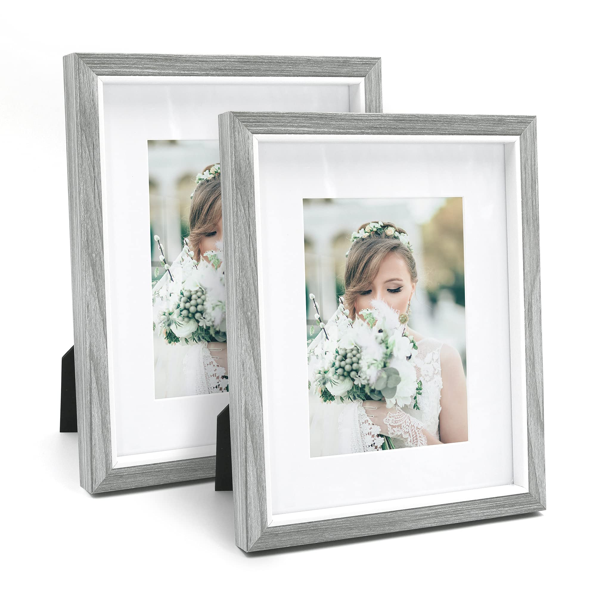 SUMGAR 10x8 Photo Frames Grey Picture Frames Wooden Photo Frame Large Multi Picture Frame With Mount 2 Pack 8 X 10 Inches Wedding Photo Frame For Wall Hanging Tabletop Birthday Christmas Gifts