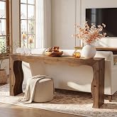 Tribesigns 63" Farmhouse Solid Wood Console Table for Entryway | Wooden Behind Couch Table; Rectangular Entryway Table; Wavy Edge Sofa Table; Quick Assembly