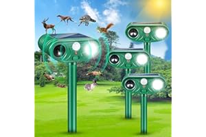 ZLIEATMP 4 Pack Solar Animal Repellent Outdoor,Cat Repellent Outdoor Rabbit Squirrel Dog Deer Repellent Devices Coyote Skunk Raccoon Fox Deterrents Light Animal Repeller with Motion Sensor for Yard Garden (4)