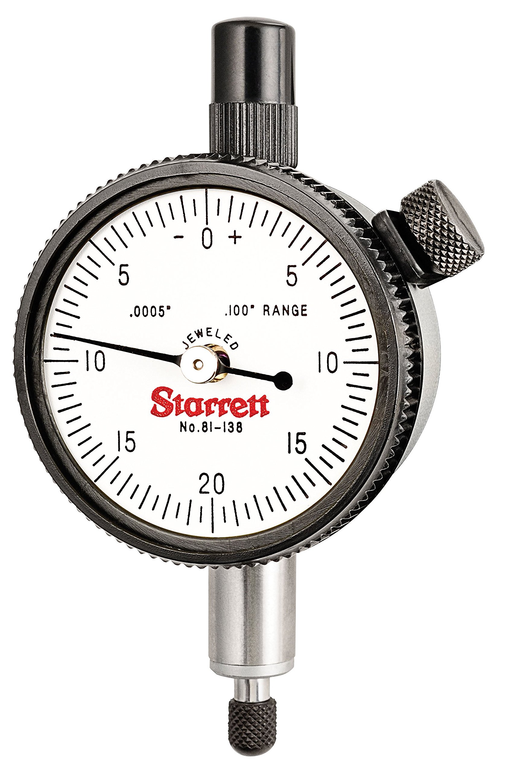 Starrett 81-138J Dial Indicator, Range: .100", Dial Reading: 0-20-0