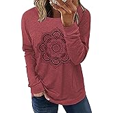 Hount Womens Casual Loose Fit Shirts Long Sleeve Comfy T-Shirts Pullover Sweatshirts With Pockets