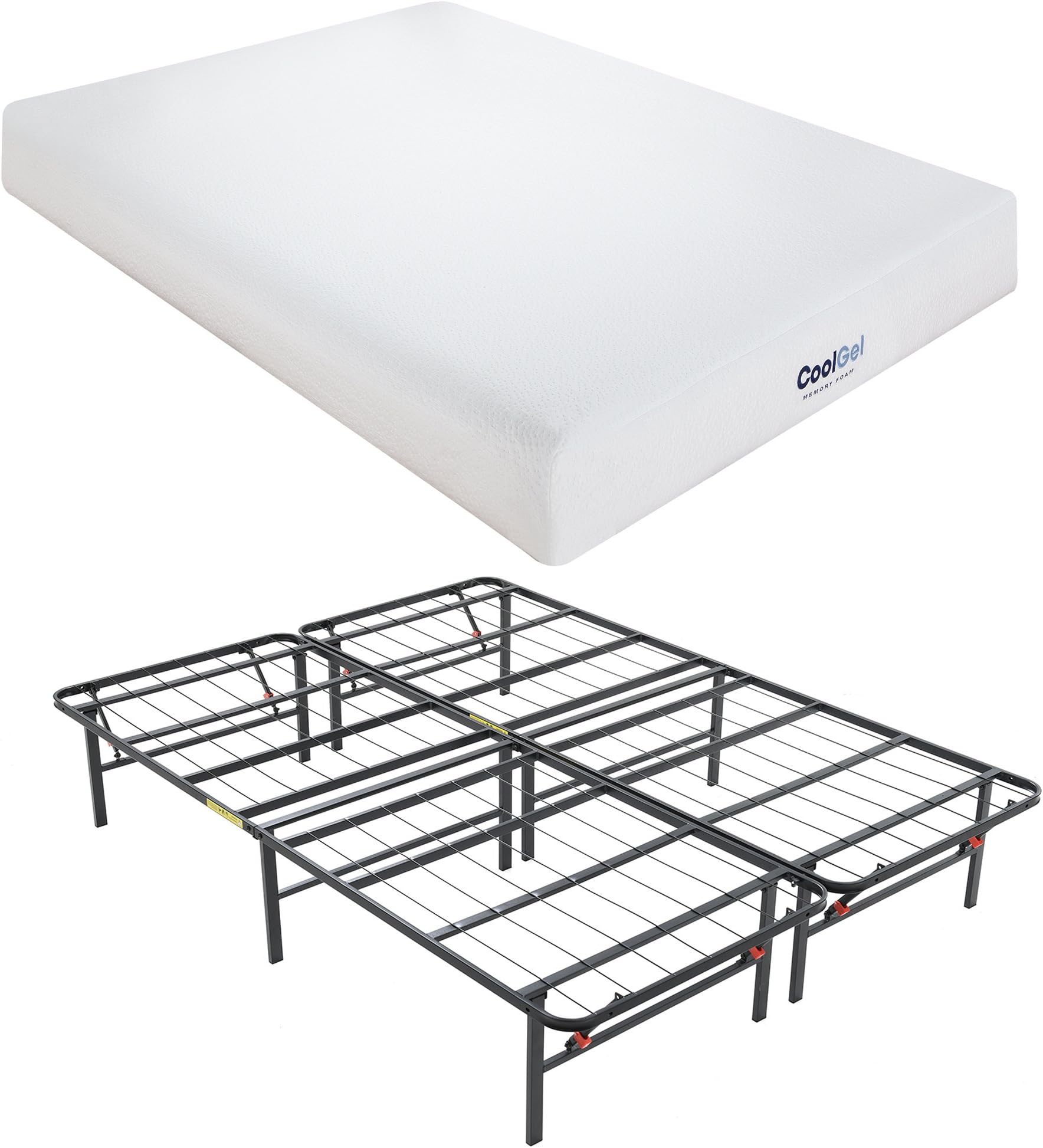 Classic Brands Cool Gel Memory Foam 6-Inch Mattress with Hercules Heavy-Duty 14-Inch Platform Metal Bed Frame, Twin