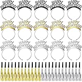 Shappy 100 Sets New Years Eve Party Supplies 2026 Include 100 Pcs Happy New Year Headband Tiara 100 Pcs Metallic Fringed Noise Makers Happy 2026 Party Favors Decorations