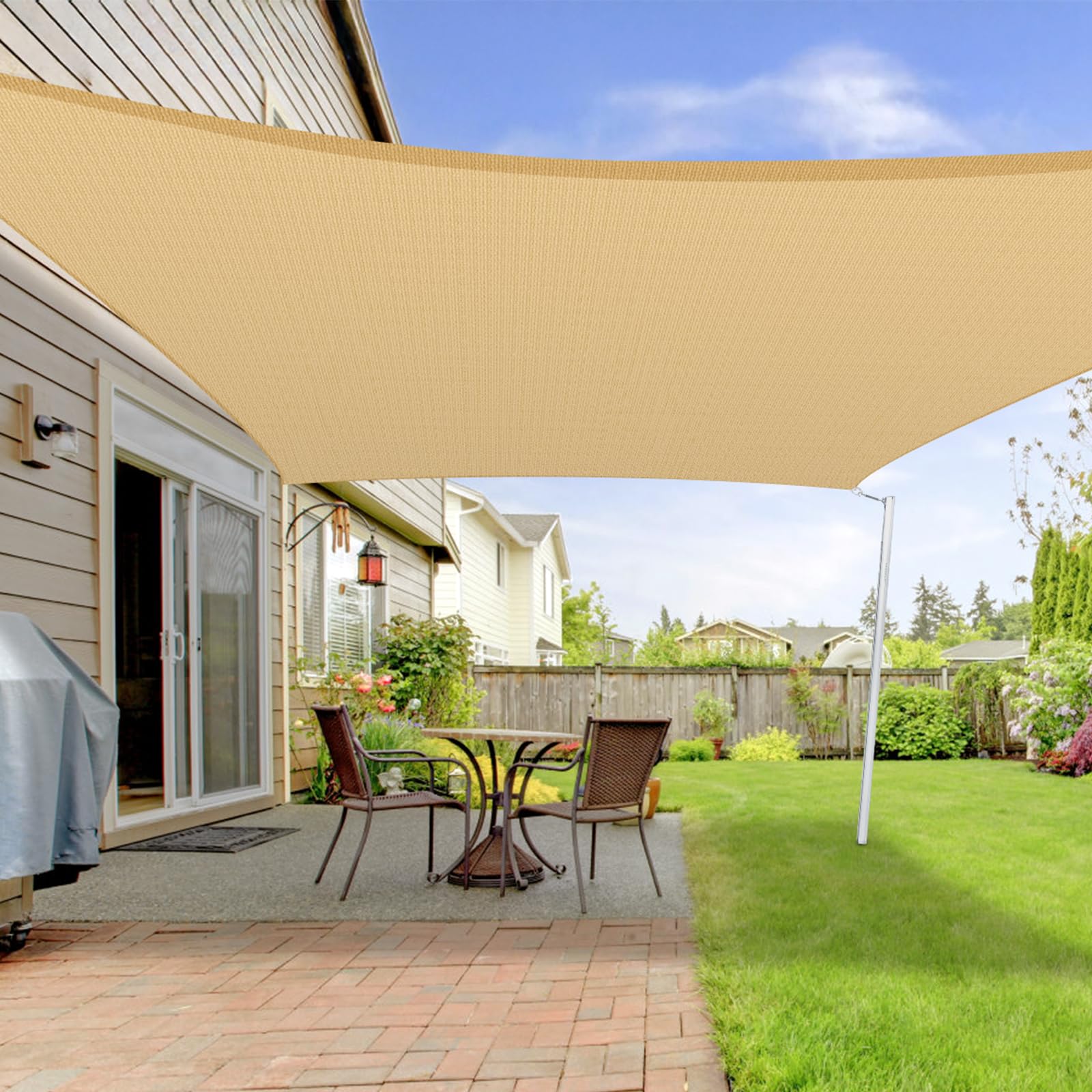 LOVE STORY Sun Shade Sail 2x3m Rectangle Shade Cover Arena Canopy with Hardware Kit - Curved Sunshade Cloth Awning,Permeable Shade Fabric(HDPE) 95% UV Protection for Outdoor Patio Porch Backyard