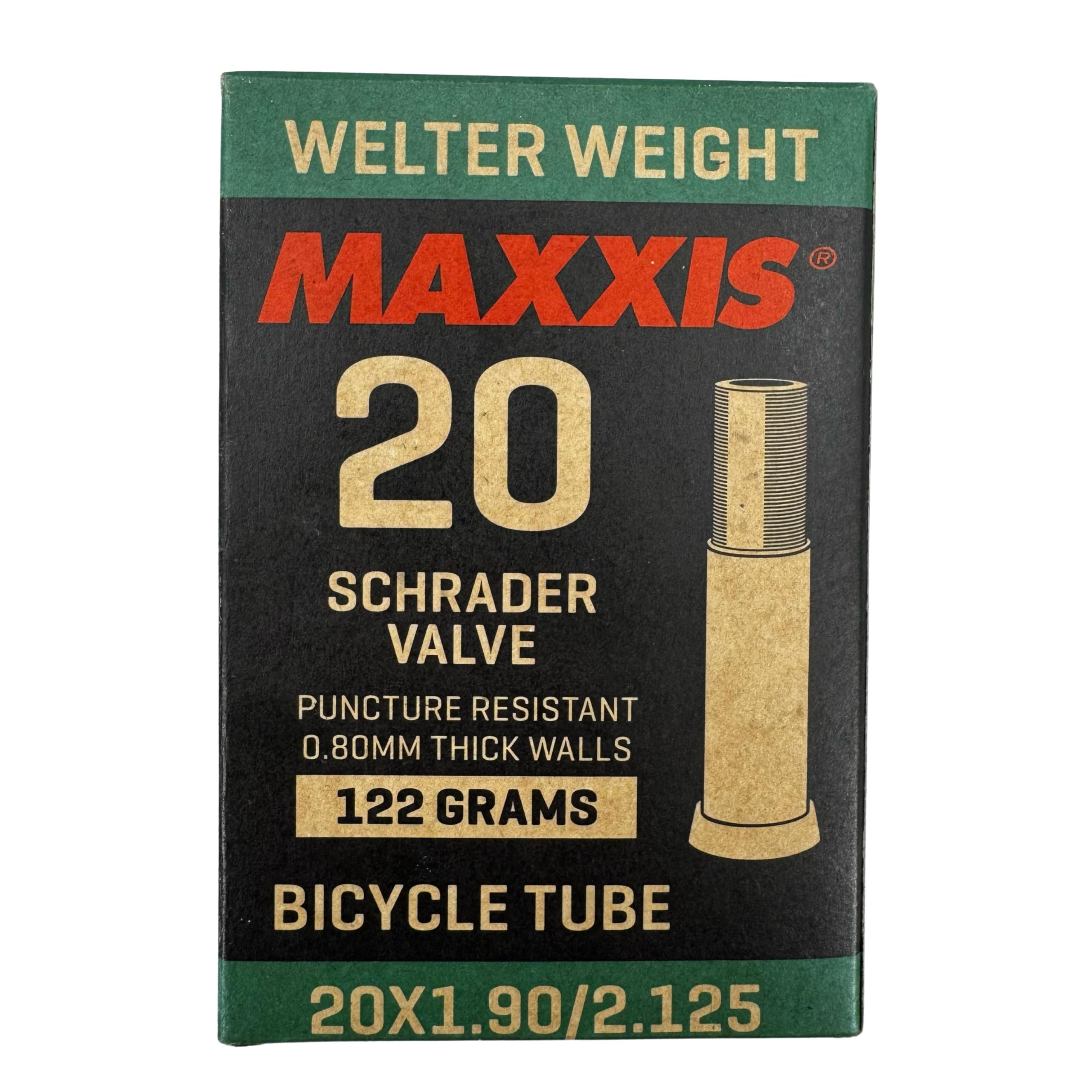 Maxxis Welterweight Tube 20x1.90/2.125 Schrader - Black, 20 x 1.90/2.125 inches