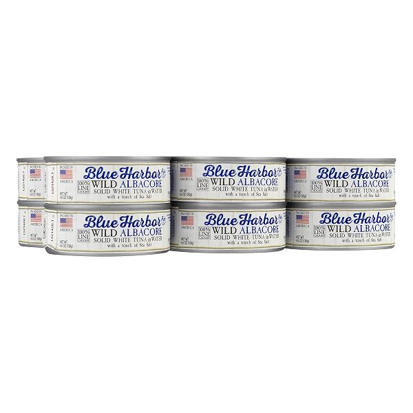 BLUE HARBOR FISH CO. WILD ALBACORE SOLID WHITE TUNA IN WATER WITH SEA SALT – 4.6 OZ CAN (PACK OF 12)