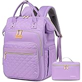 Yunkevivo Lunch Backpack for Women, 15.6 Inch Laptop Backpack for Womens Stylish Nurse, Teacher Work Back pack with Lunch Box Insulated Backpacks Cooler for Women Men Travel Camping Picnics