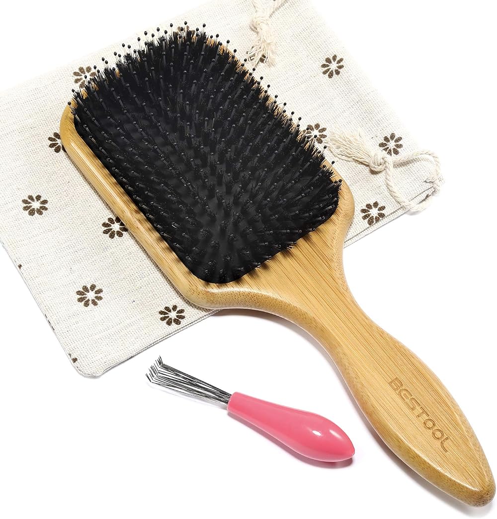 BESTOOL Hair Brush Boar Bristle Paddle Brush Bamboo Detangle Massage 70/30