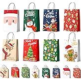 24 Pcs Christmas Party Favor Bags Bulk, Christmas Xmas Gifts Wrapping Bags Santa's Party Gift Paper Bags with Handles for Christmas Party Decorations Presents