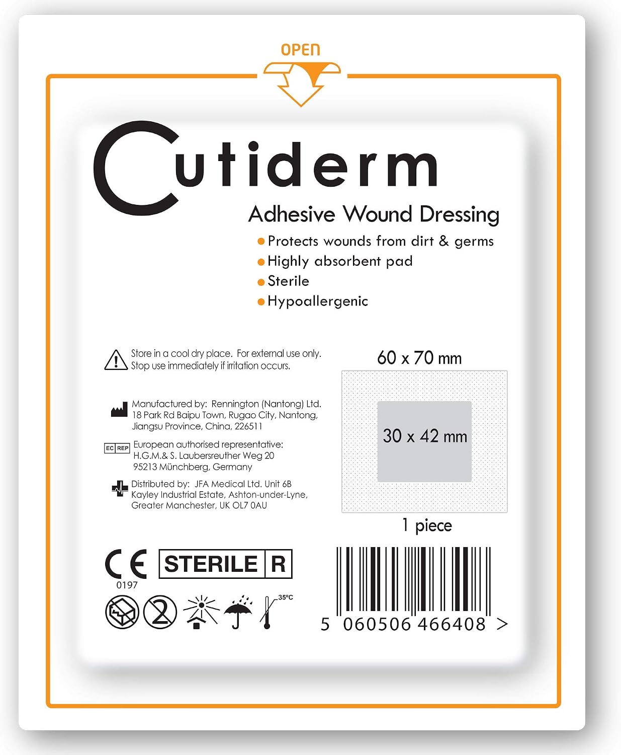 Cutiderm Adhesive Sterile Wound Dressings Pack of 10 (60mm x 70mm), 60x70 mm (Pack of 10) - Image 3