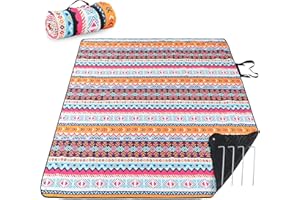 PY SUPER MODE Picnic Blankets Extra Large, Waterproof Foldable Outdoor Beach Blanket Oversized 83x79” Sandproof, 3-Layer Picnic Mat for Camping, Hiking, Travel, Park, Concerts-Bohemian Brown