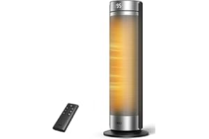 Dreo Space Heater for Large Room, 23 Inch Electric Heaters for Indoor Use, 8 Safe Protection Tower, 70° Oscillation, PTC Ceramic with Thermostat and Remote, Quiet, 12H Timer, Bedroom, Office