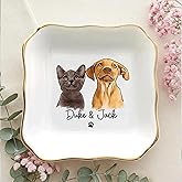 Chillever Custom Dog Cat Photo Ring Dish, Personalized Pet Portrait Jewelry Dish, Dog Mom Trinket Tray, Pet Lovers Gift, Cat Mom Photo Gift, Pets Lover Gifts 1