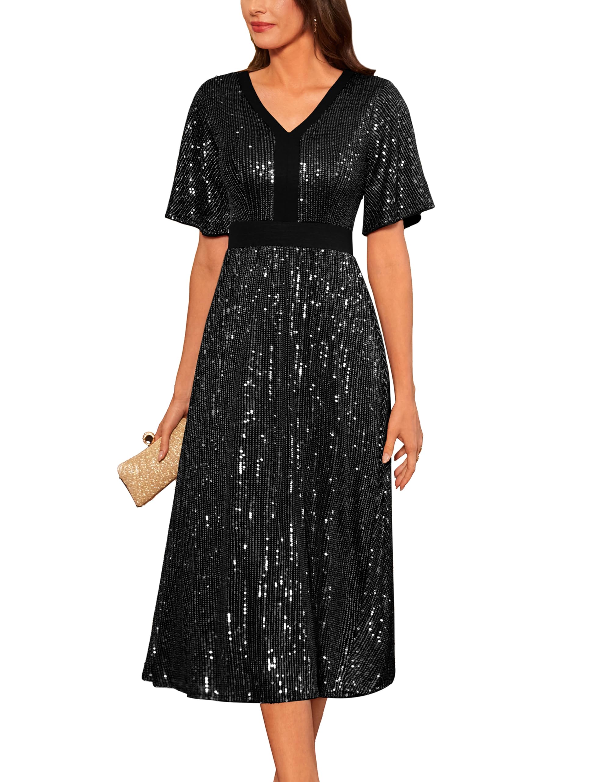 Women's Sequin A-Line Elegant Evening Dresses Mother of The Bride Dress ...