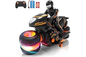iappadore Remote Control Motorcycle for Kids 5-12, 2025 New Edition RC Stunt Bike with Sideways Glide, RGB Color-Changing Wheels, 2.4GHz Anti-Interference, 2x1200mAh Battery, Gift for Boys Girls
