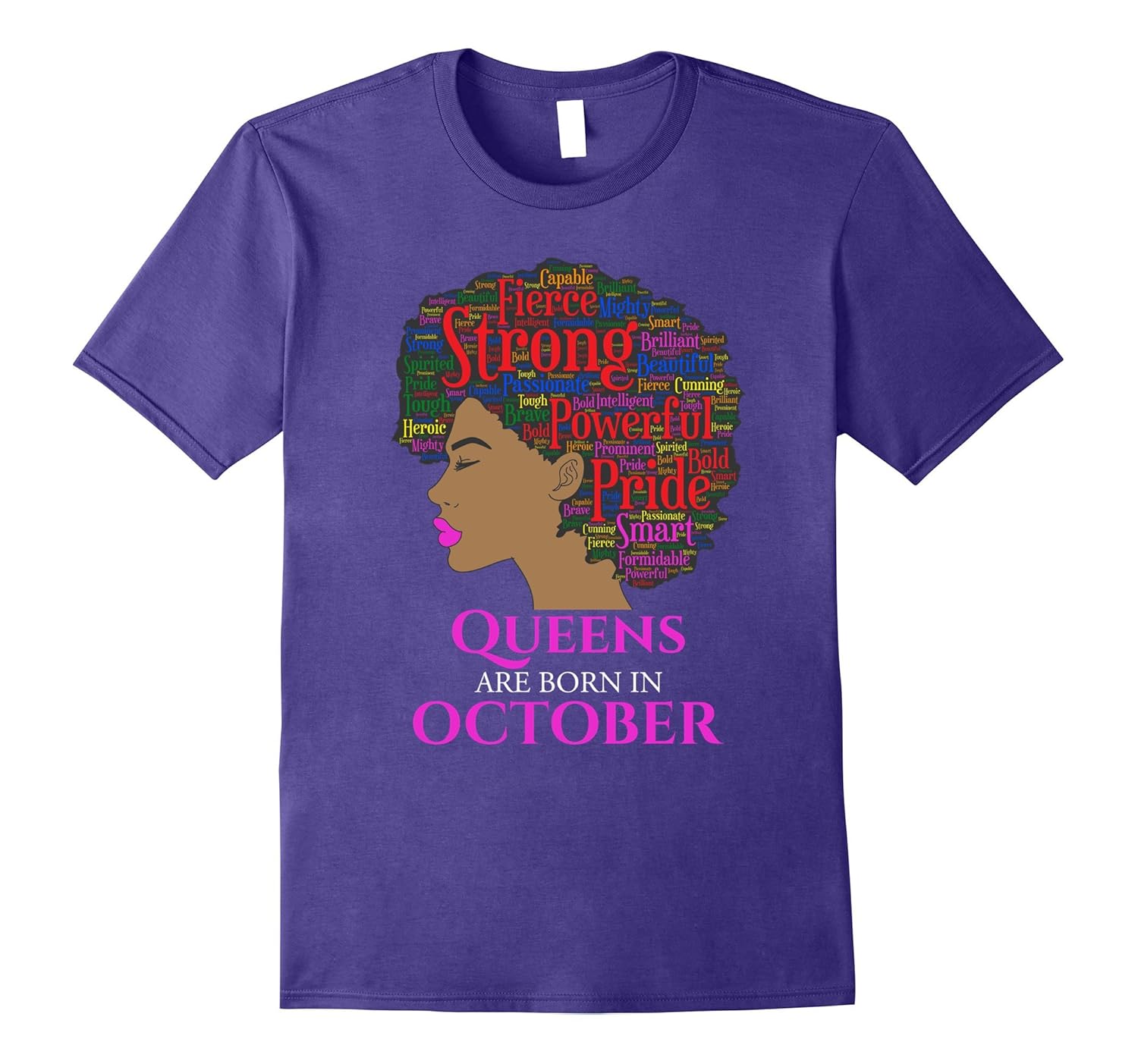 Queens Are Born In October Birthday Black Women T-Shirt-FL