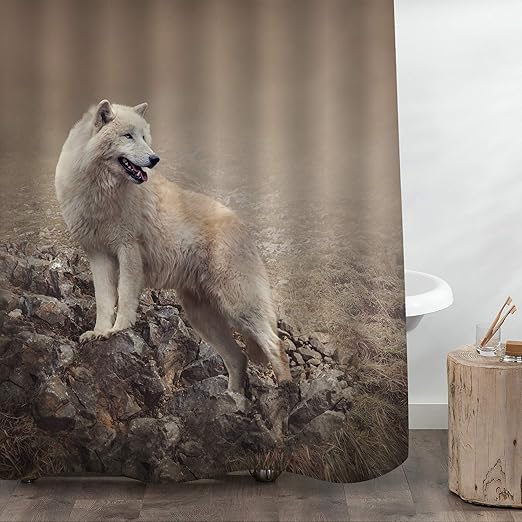 Wolf Decor Collection Color2 Bathroom Decor Polyester Fabric Shower Curtain 66 X 72 Inches Shower Curtain Sets