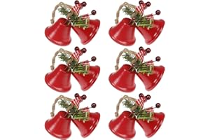 Tinsow 6 Pcs Red Christmas Bells, Tree Hanging Ornament Metal Jingle Bells for Christmas Holiday Decoration (6, Red)