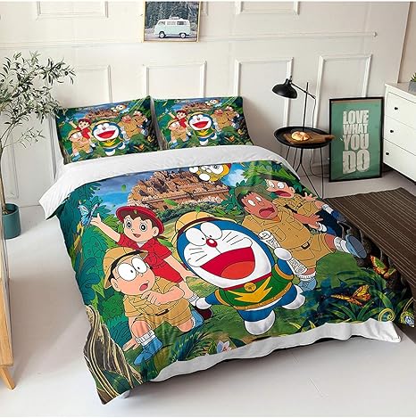 Amazon ドラえもん寝具セットベッドルームの装飾アニメのテーマギフト子供男の子の誕生日新年クリスマス Color B Size Us Full 0 229cm 寝具カバーセット オンライン通販