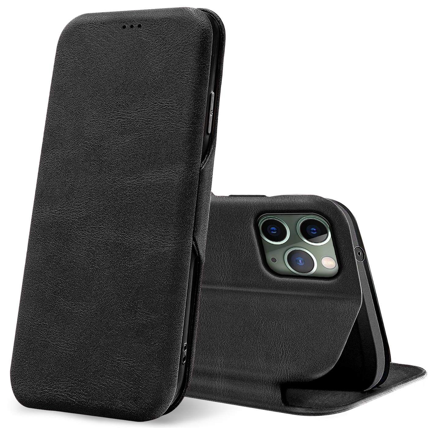 Verco Book Style for iPhone 11 Pro Case, Premium Magnetic Flip Cover for Apple iPhone 11 Pro Wallet Case with Card Slot [5.8 inch, Schwarz Black