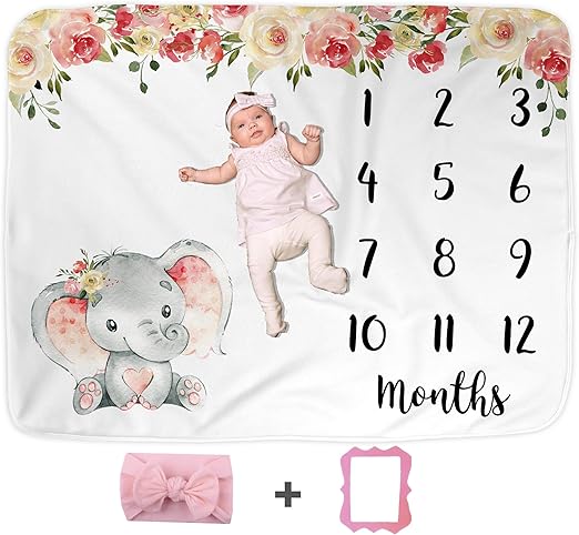 elephant milestone blanket