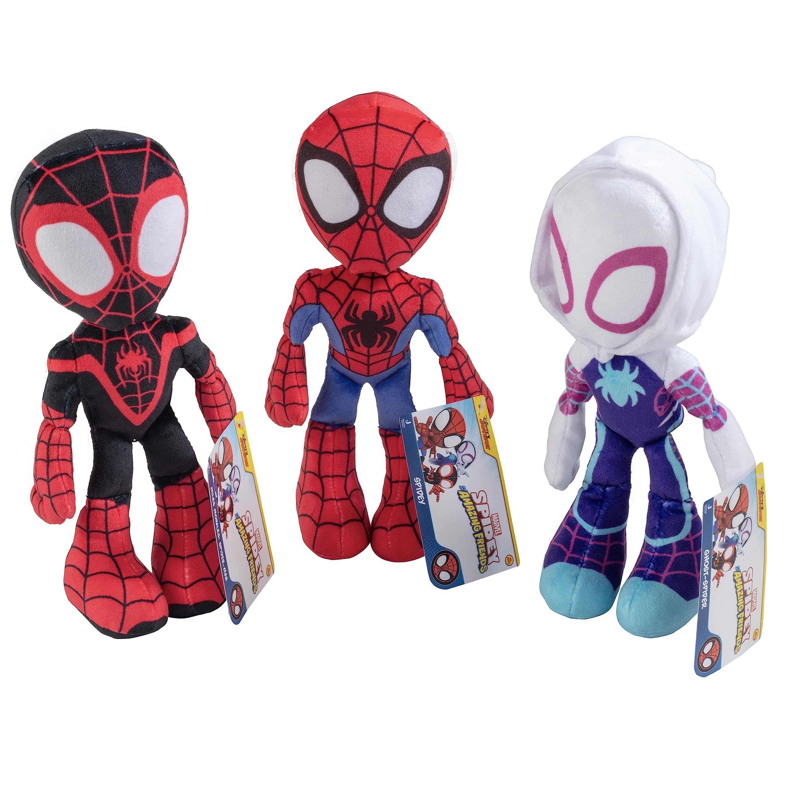 Photo 1 of Marvel Spidey & His Amazing Friends 8" Plush 3-Pack Set - Spider-Man, Miles Morales, Gwen Stacy Ghost - Officially Licensed Stuffed Animal Toy Figures - Spider-Verse Gift for Kids, Boys, Girls