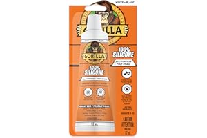 Gorilla Silicone Sealant Caulk White, All-Purpose, Waterproof, Mold & Mildew Resistant, 2.8oz/82ml DIY Squeeze Tube for Kitch