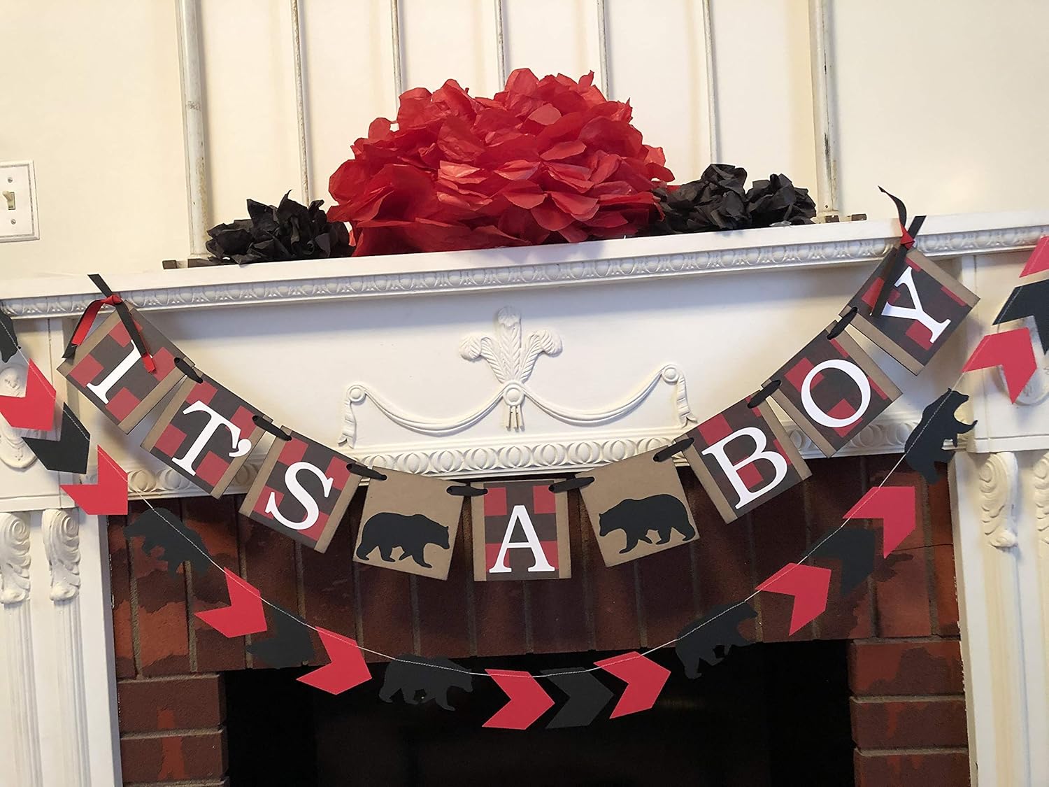 blue plaid baby shower decorations