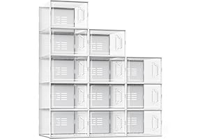 SEE SPRING X-Large Shoe Storage Box Fit Size 11, Clear Plastic Stackable Shoe Organizer for Closet, Space Saving Sneaker Shoe Rack Containers Bins Holders for Entryway, Under Bed, 12 Pack Clear
