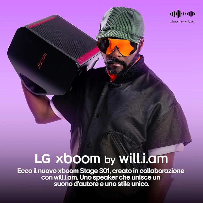 xboom Stage301,Speaker Portatile Wireless per Feste, Cassa Karaoke Portatile, Impermeabile IPX4 per Uso Esterno, con 12 Ore di Autonomia,Indicatore LED (Per Chitarra/Microfono)