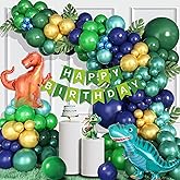 IMAKARA Dinosaur Balloons Arch Garland Kit, Jungle Safari Birthday Decorations for Boys, Dino Themed Party Decor Set