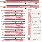 Supervitae 20 Sets Employee Appreciation Day Inspirational Gifts for Women Pink Ballpoint Pens with Inspirational Card Employee Appreciation Gifts for Coworker Staff Team Office Party Favors