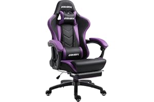 Dowinx Gaming Chair Ergonomic Racing Style Recliner with Massage Lumbar Support, Office Armchair for Computer PU Leather E-Sports Gamer Chairs with Retractable Footrest （Black&Purple）