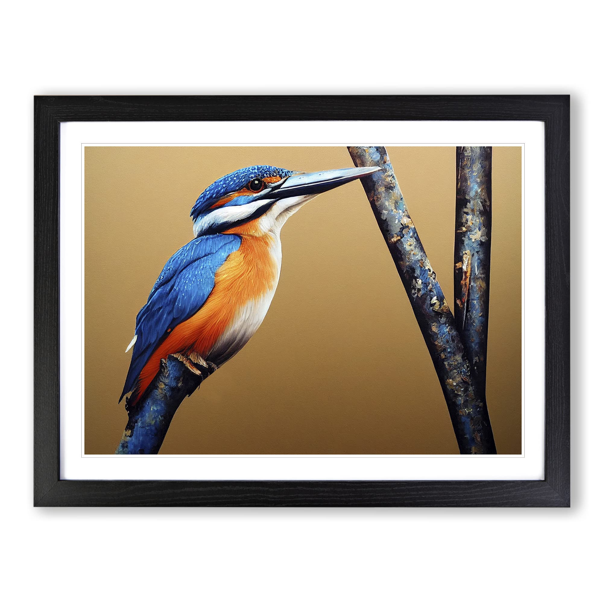 Bewitching Kingfisher Bird Framed Print | A4 Black Framed Wall Art | Ready to Hang | Modern Nature Picture | Living Room Bedroom Lounge Office
