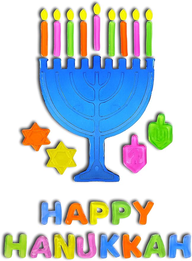 Hanukkah Window Gel Clings Menorah and Dreidel Decoration