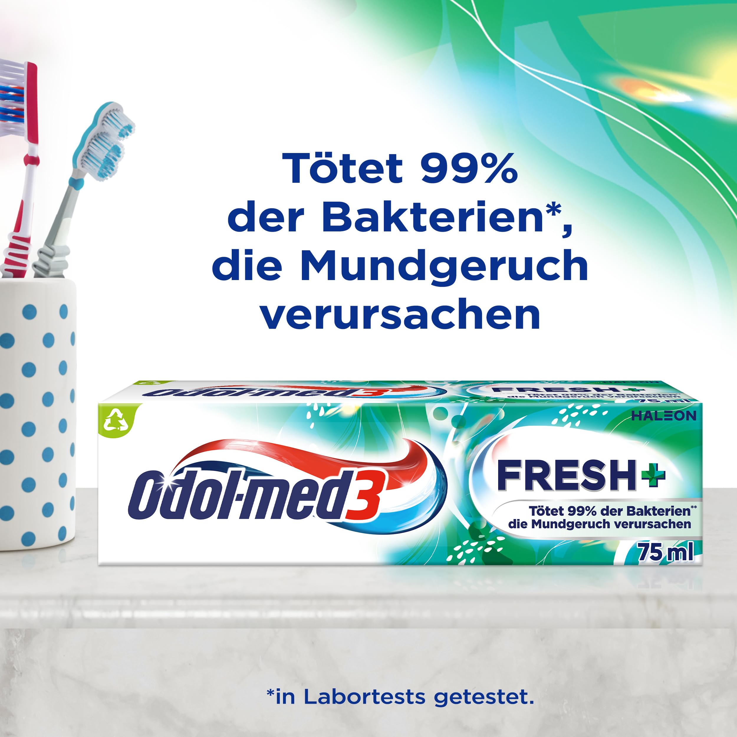 Odol-med3 Fresh+ Zahnpasta, Zahncreme mit Minzgeschmack für ein Frischegefühl, das selbst nach dem Zähneputzen anhält, 75ml 2