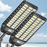 Deepn 9500W Solar Street Light, Commercial Grade Street Lights, IP67 Waterproof Solar Parking Lot Lights Dusk to Dawn Outdoor Lighting LED Security Flood Motion Sensor and Remote Control, (2)