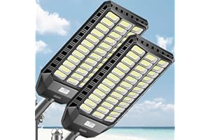 Deepn Solar Street Light, Commercial Grade Street Lights, IP67 Waterproof Solar Parking Lot Lights Dusk to Dawn Outdoor Lighting LED Security Flood Motion Sensor and Remote Control, 9500W*2Pack