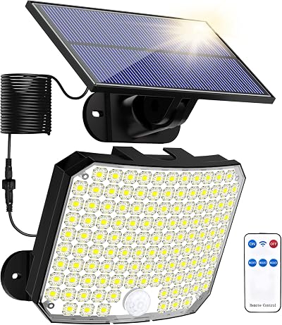 K Kernowo Solar Lights Outdoor 118 LED Motion Sensor IP65 16.5Ft Cable