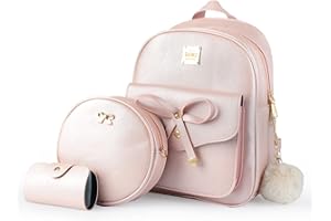 Aogist Mini Leather Backpack Purse 3-Pieces Fashion Bowknot Zipper Bags Cute Casual Travel Daypacks for and Women