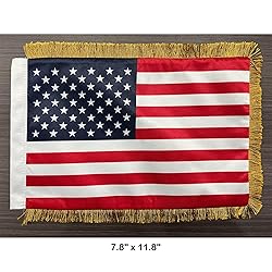SYII American Table Flag with Gold Fringed 7.8x11.8