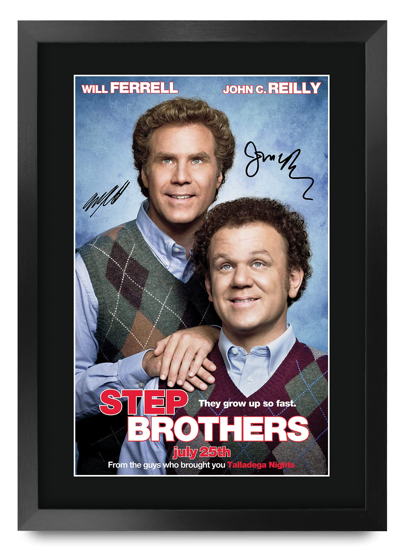 HWC Trading Step Brothers Will Ferrell, John C. Reilly Gifts Printed Signed Autograph Picture for Movie Memorabilia Fans - A3 Framed