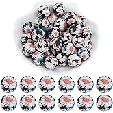 WEWAYSMILE 20 Pcs 15mm Silicone Beads Bulk Printed Silicone Focal Beads for Pens DIY Bracelets Necklaces Lanyards Beaded Craft Supplies(Night Chrysanthemum)