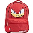 AI ACCESSORY INNOVATIONS Sonic The Hedgehog Backpack for Boys & Girls, Knuckles 16 Inch Schoolbag with 3D Features, Durable School Bag for Kids, Red